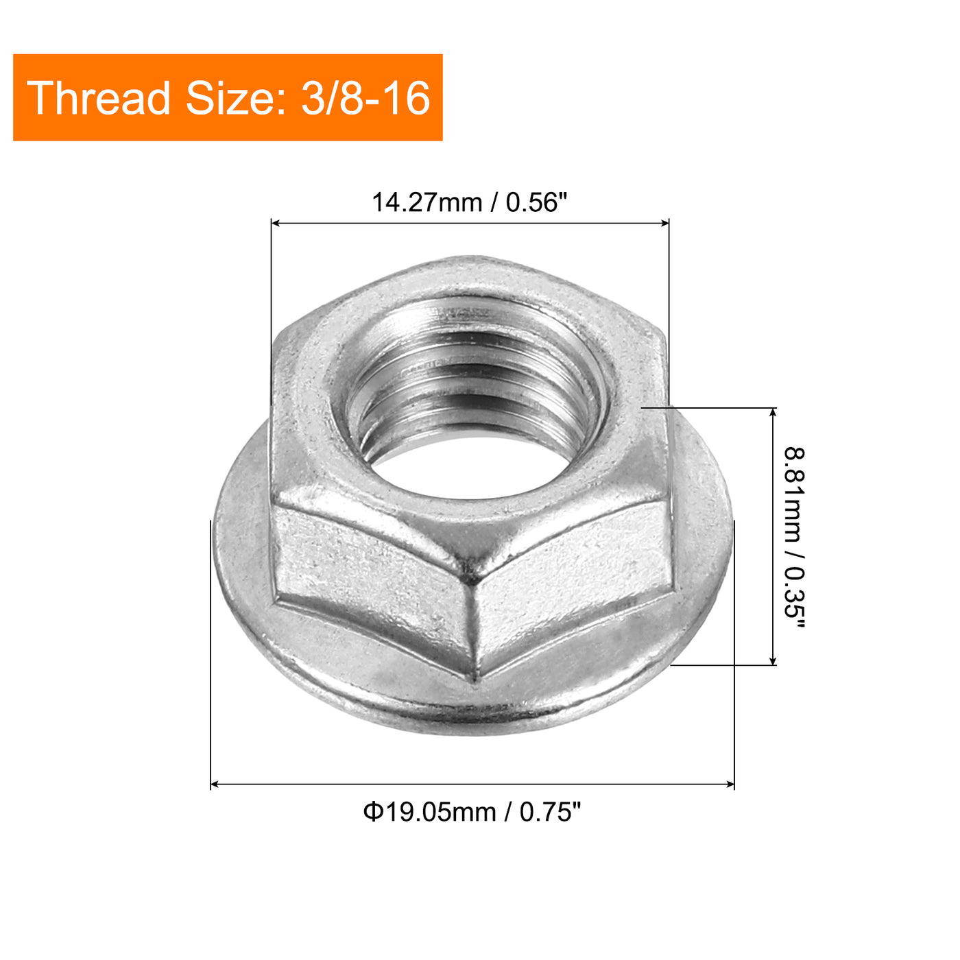 uxcell Uxcell 3/8-16 Serrated Flange Hex Lock Nuts, 20Pcs Hexagon Flange Nut, Silver
