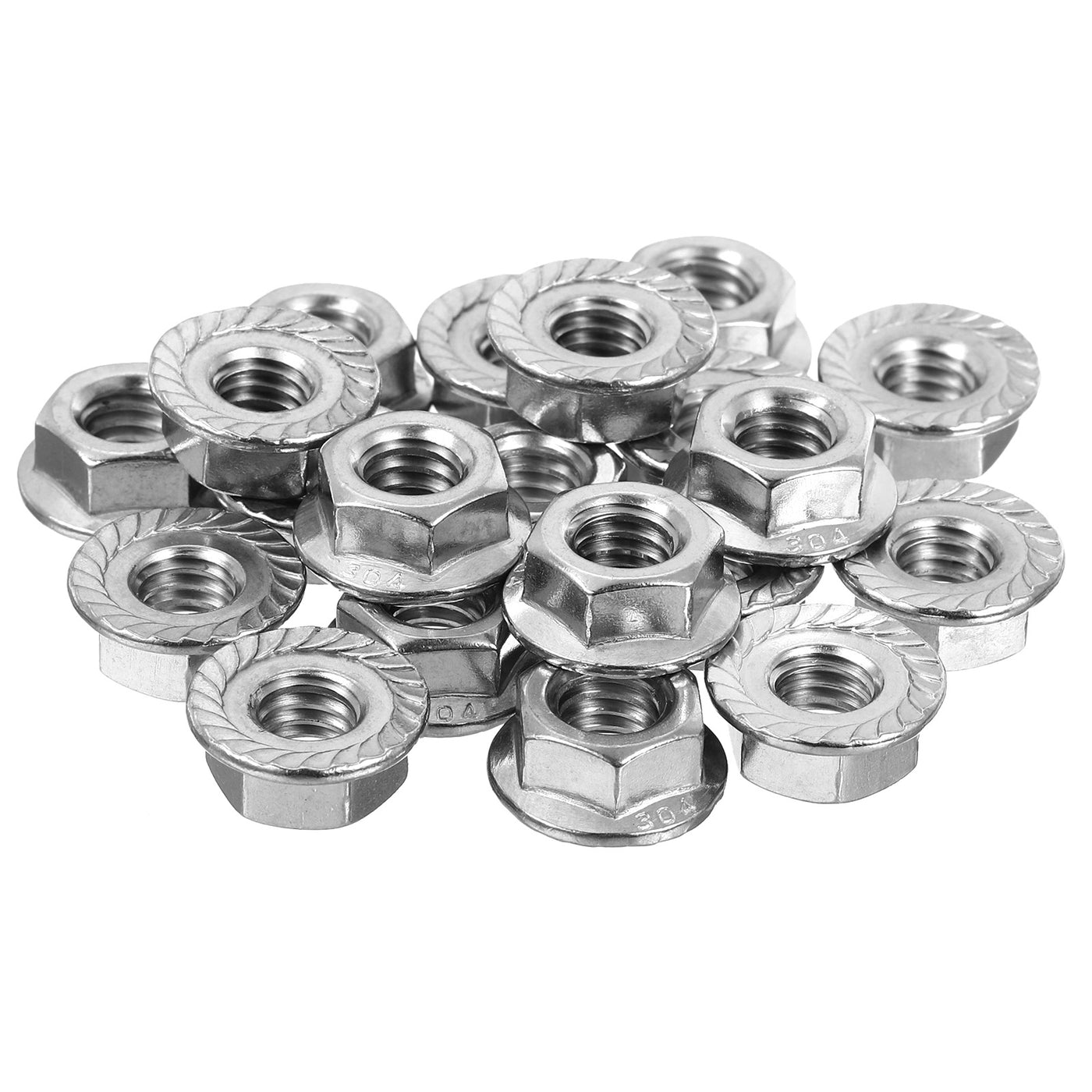 uxcell Uxcell 5/16-18 Serrated Flange Hex Lock Nuts, 20Pcs Hexagon Flange Nut, Silver