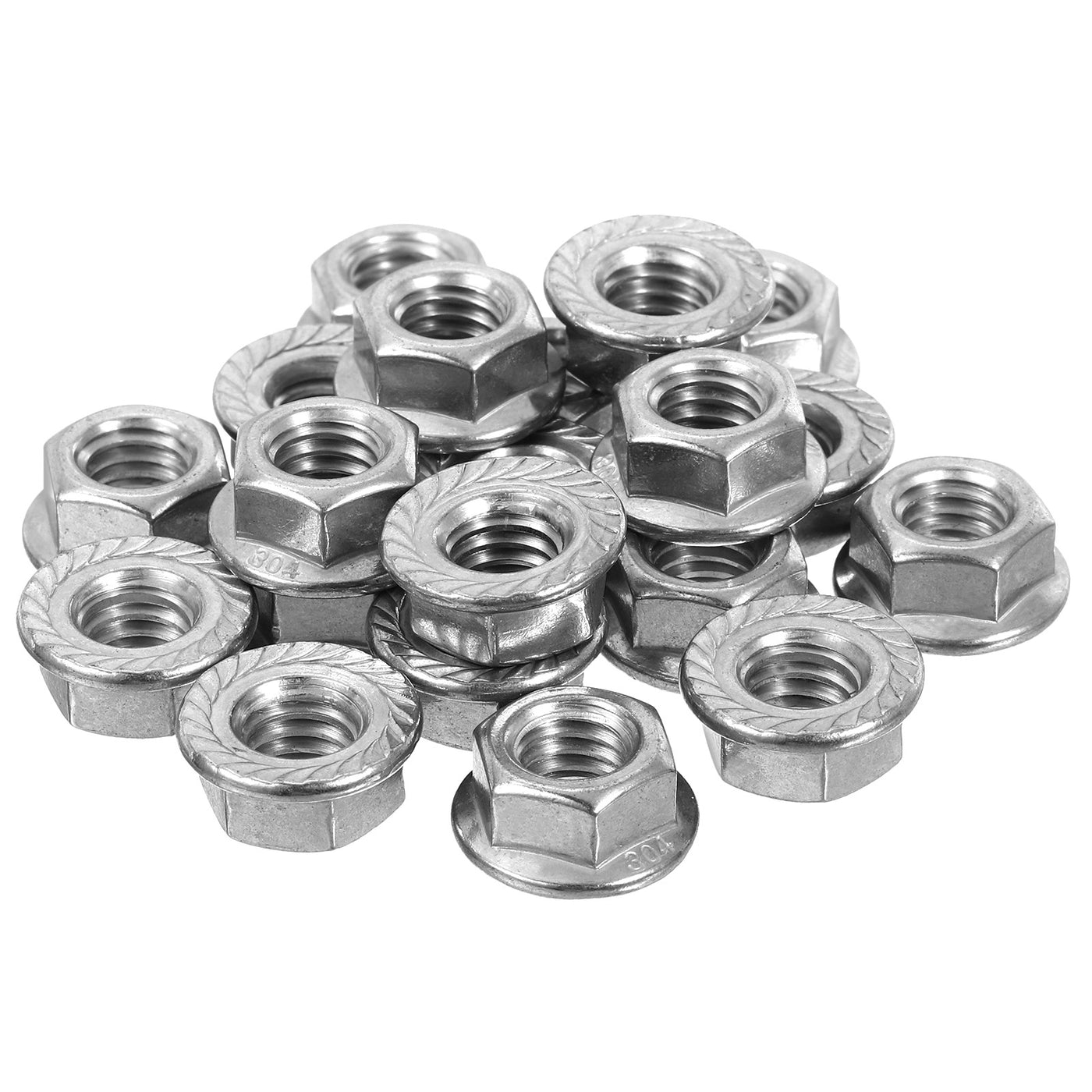 uxcell Uxcell 3/8-16 Serrated Flange Hex Lock Nuts, 25Pcs Hexagon Flange Nut, Silver
