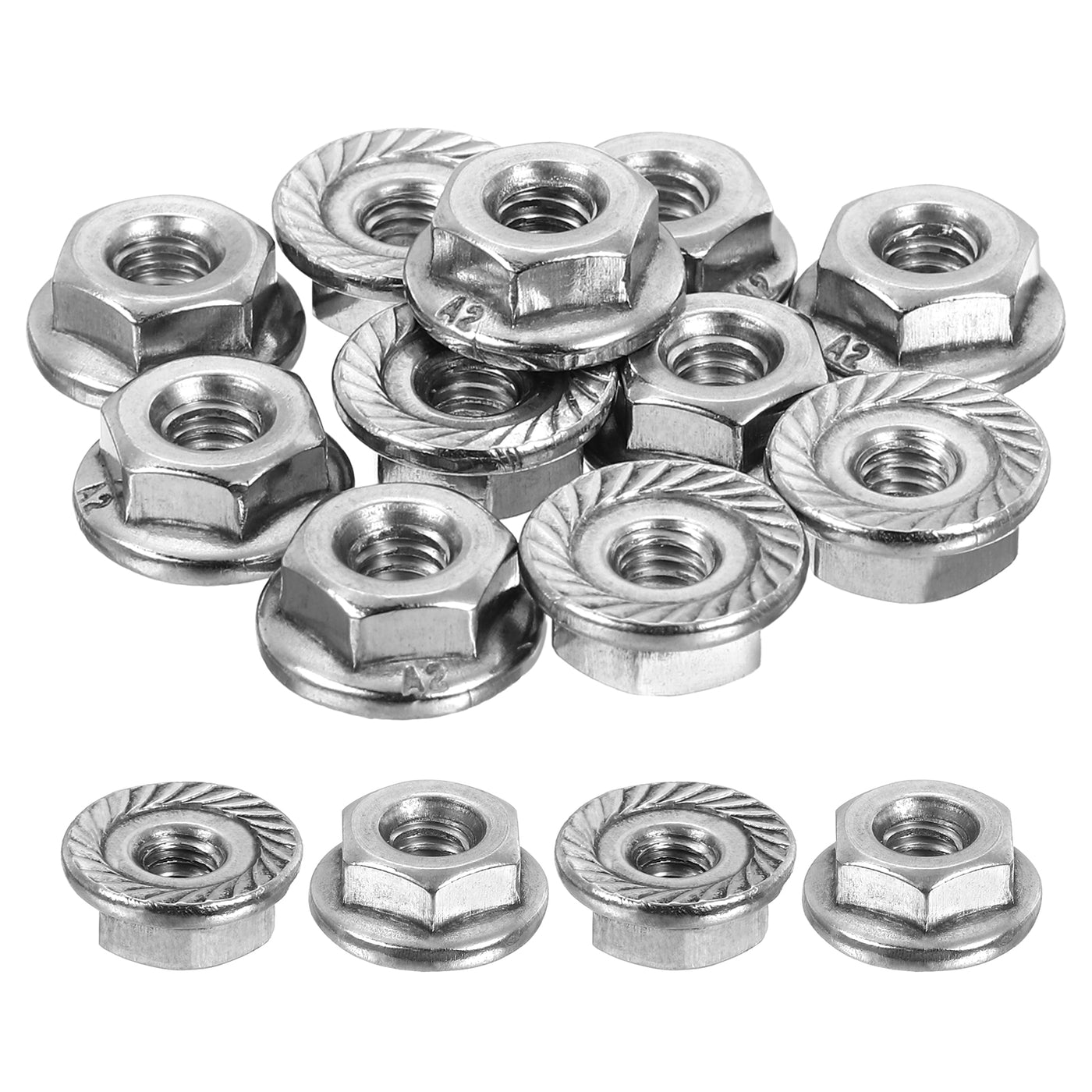 uxcell Uxcell #8-32 Serrated Flange Hex Lock Nuts, 25Pcs Hexagon Flange Nut, Silver