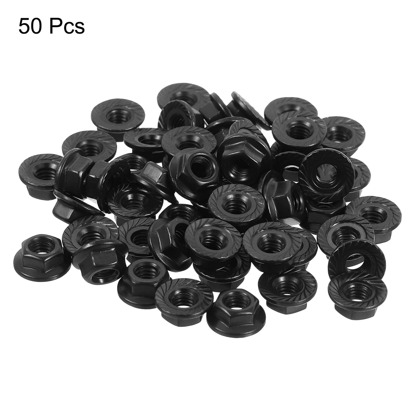 uxcell Uxcell M4x0.7mm Serrated Flange Hex Lock Nuts, 50Pcs Hexagon Flange Nut, Black