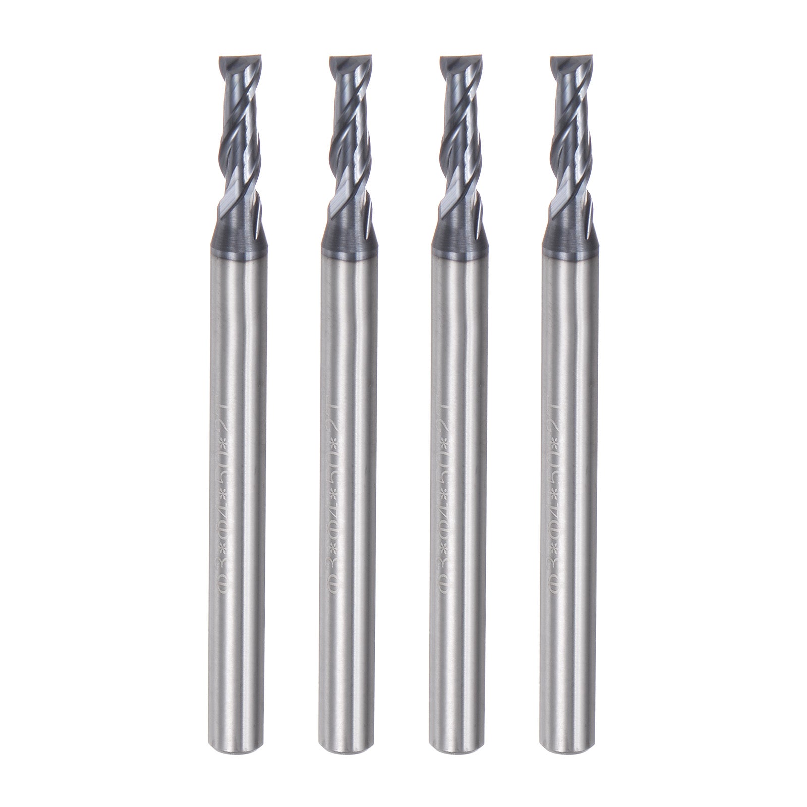 Uxcell 4pcs 3mm Dia 4mm Shank Square Nose End Mill 2 Flutes Carbide CNC ...