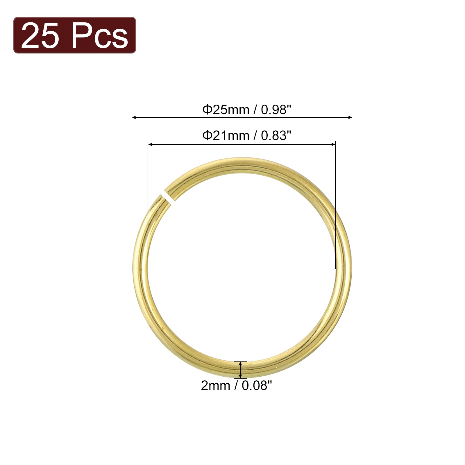 Uxcell 25Pcs Open Jump Rings, 25mm/0.98