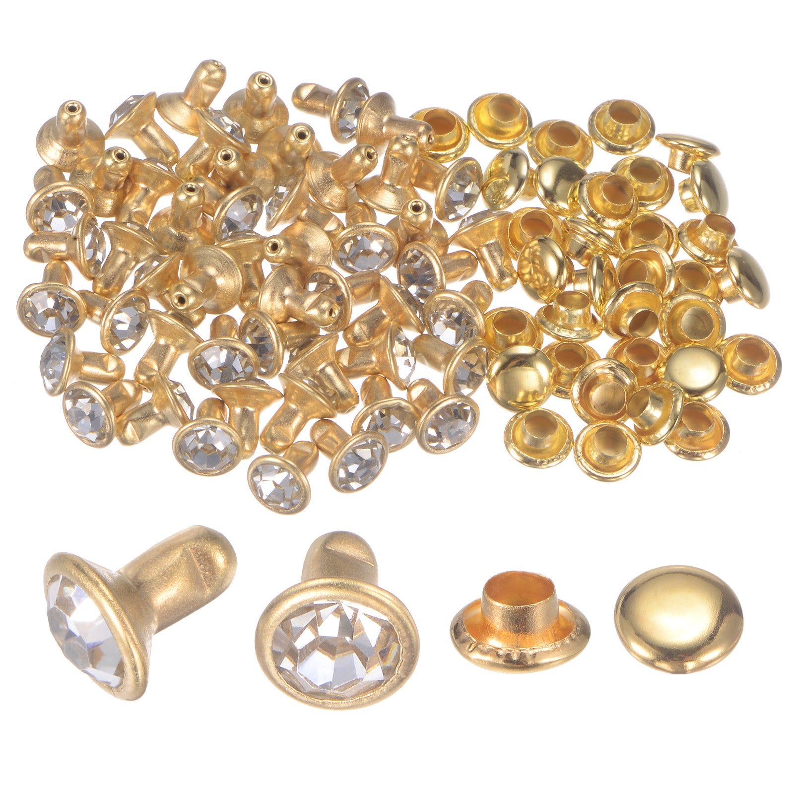 100pcs Crystal Rivets 6mm Rhinestone Rivets Rapid Stud Rivets, White ...