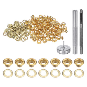 HARFINGTON 100set Grommets Kit Metal Eyelets 6mm 1/5" Hole