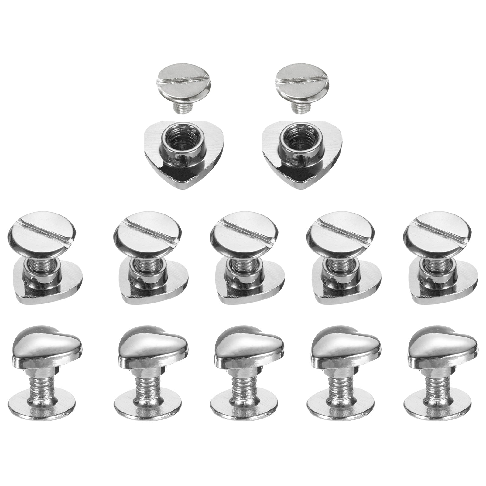 20set Heart Rivet 8mm Metal Heart Shape Decoration Stud Rivets Tool ...
