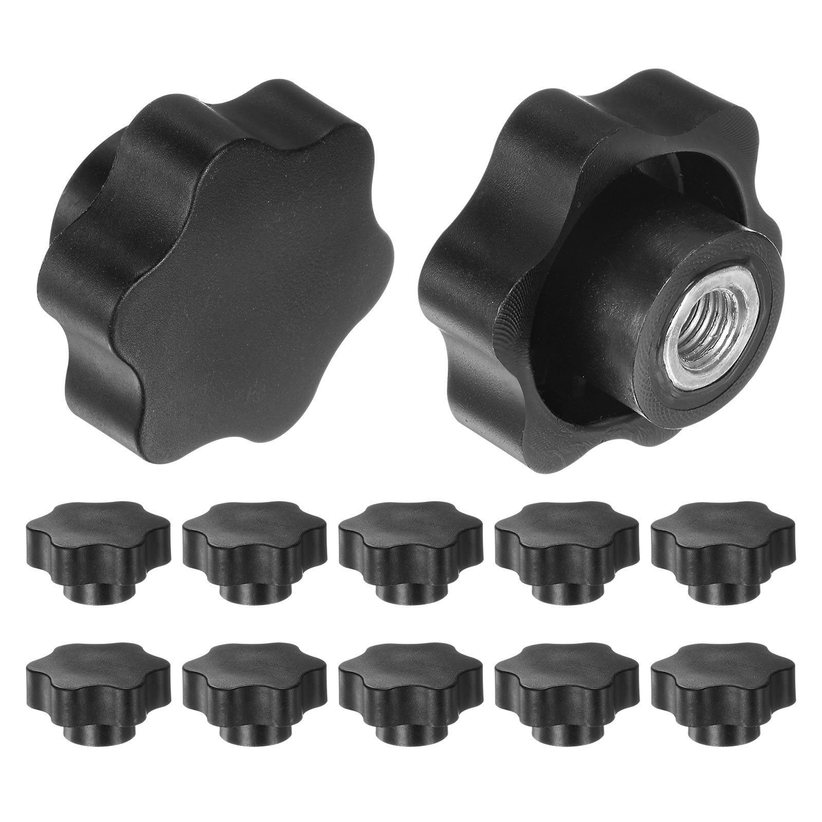 12pcs Star Knobs M10 Female Thread 48mm 6-Point Plastic Head Metal ...