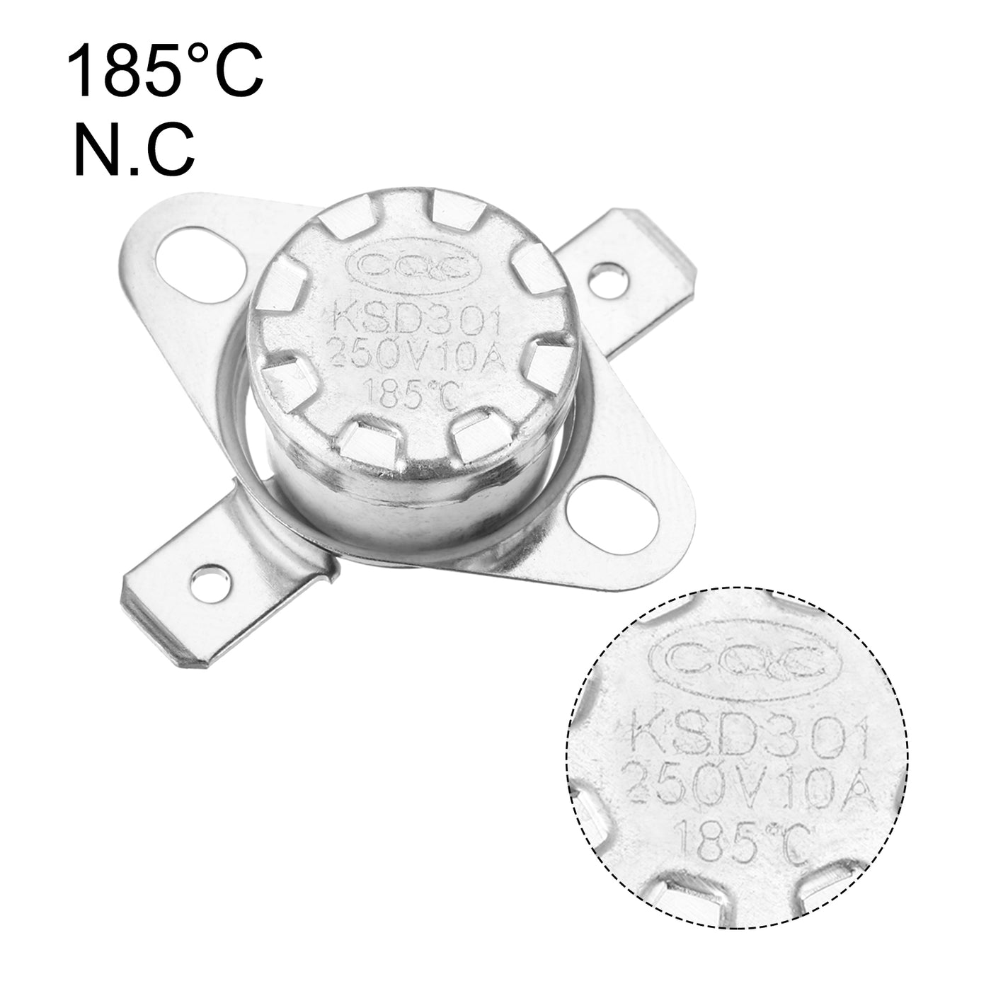 5pcs KSD301 Thermostat Switch - 185°C/365°F, 10A Normally Closed (N.C) For Microwaves, Ovens, Coffee Makers