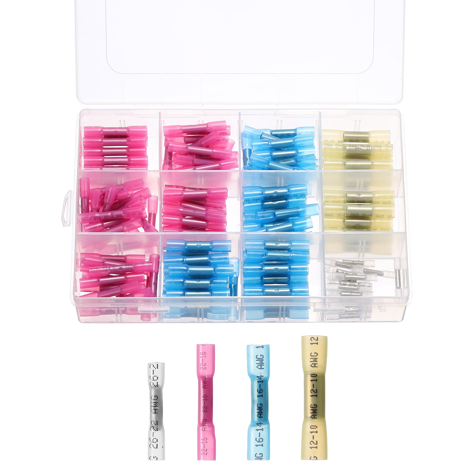 Crimp Thread 190Pcs Heat Shrink Butt Connectors, Waterproof Insulated Electrical ...