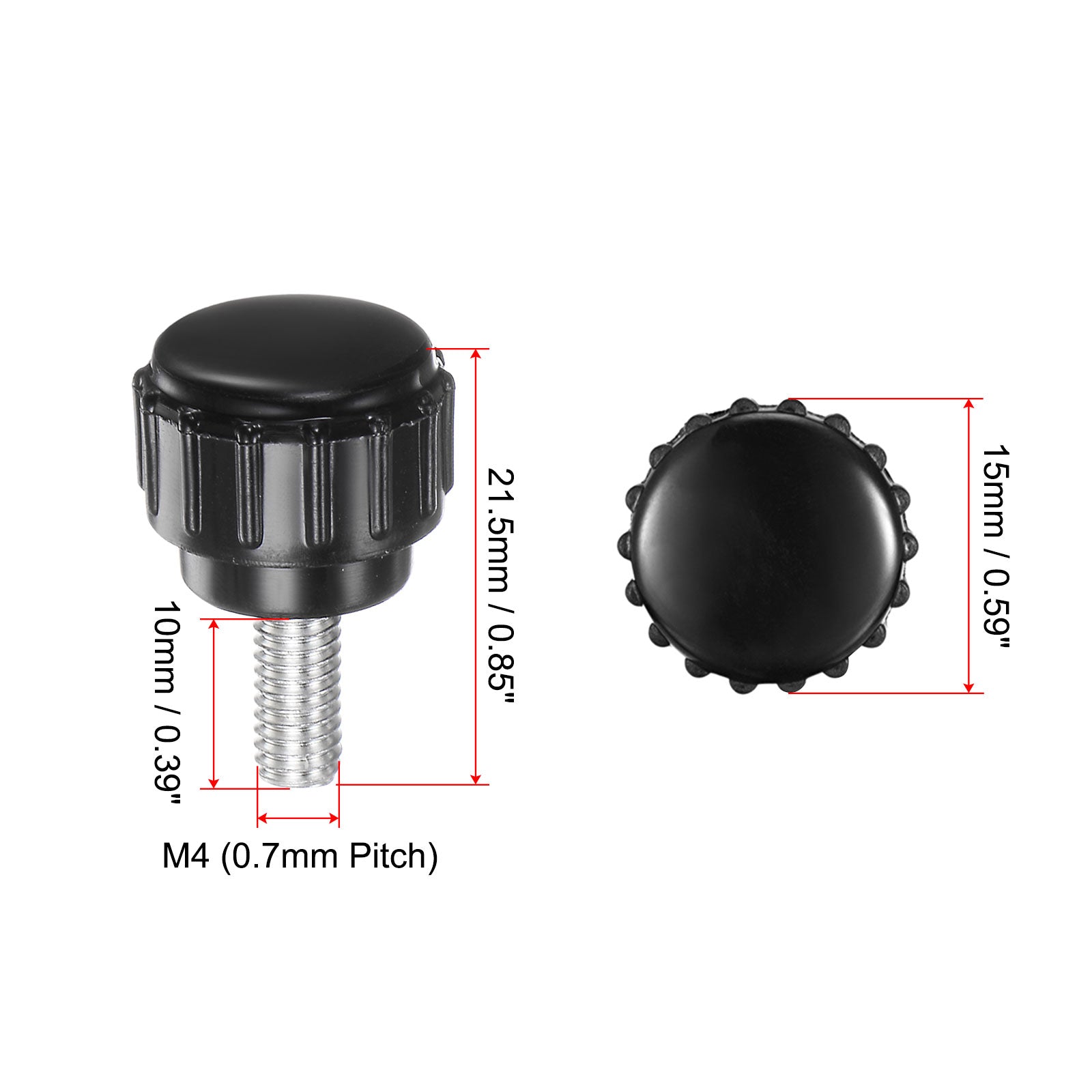 Uxcell 8pcs Knurled Clamping Knobs M4 x 10mm Zinc Plated Carbon Steel