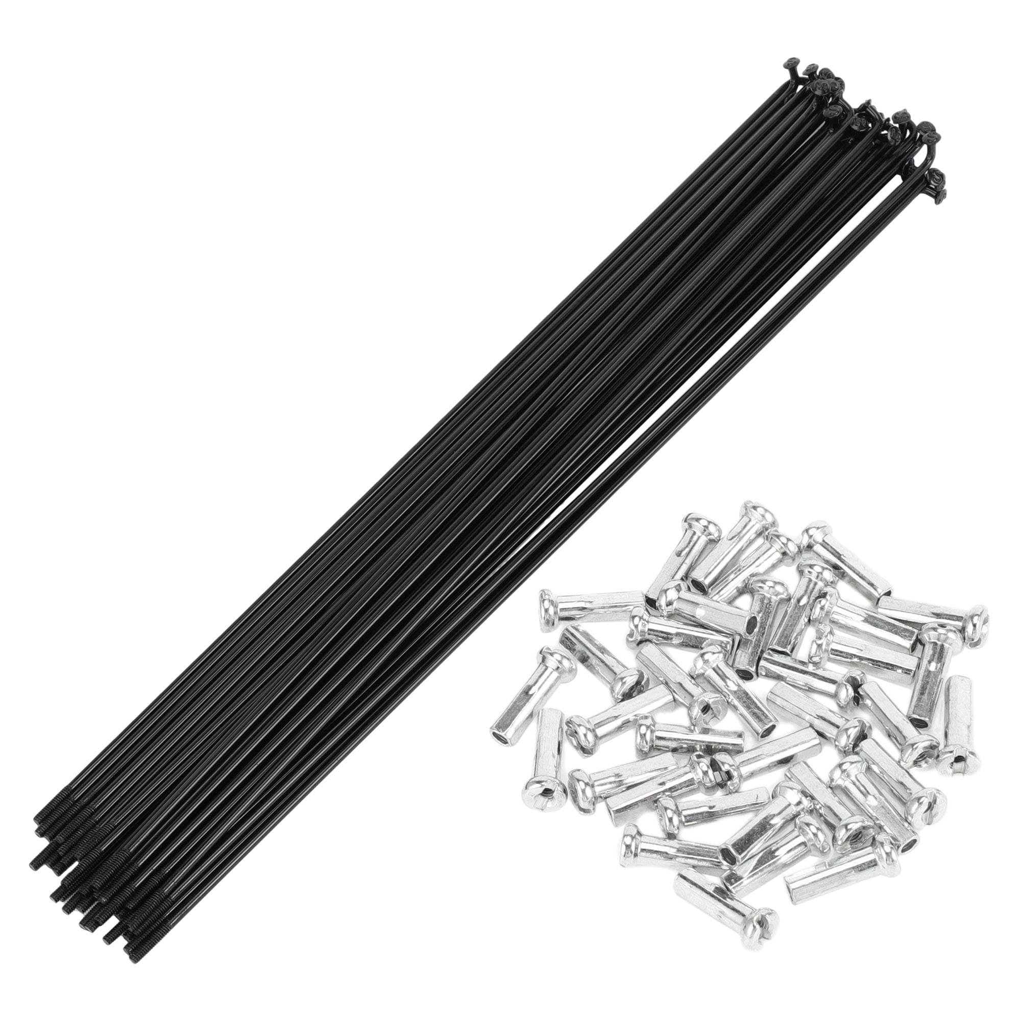 36-Pack 14G Black Bicycle Spokes & Nipples - 261mm Length, Carbon Steel, For Wheel Rebuilding