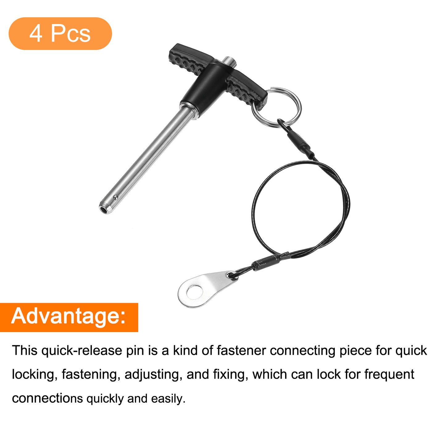 4Pcs T Handle Lock Pins, 6mm x 50mm Usage Length Stainless Steel Push ...