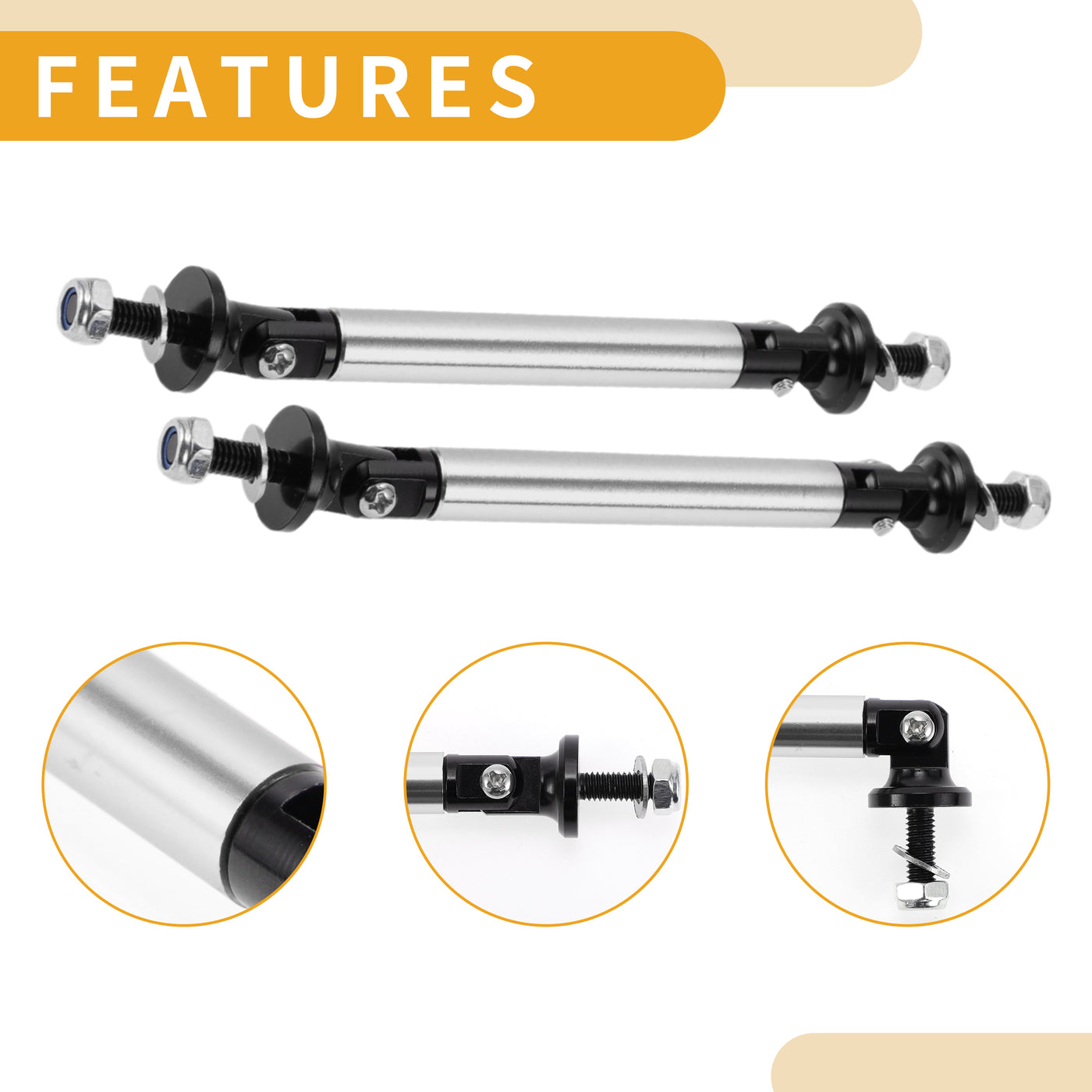 2pcs 75mm/2.95in Car Splitter Support Rods Adjustable Front Rear Bumper ...