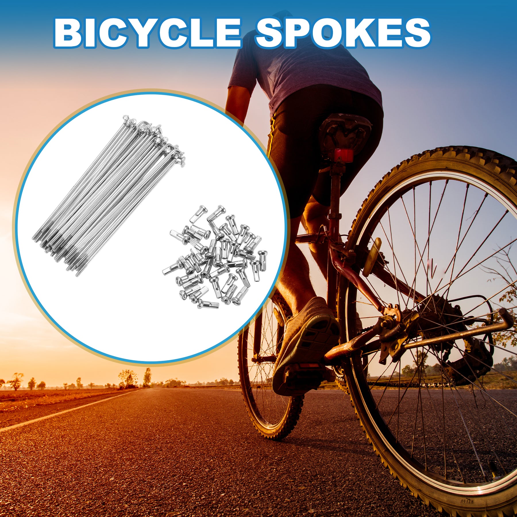 Bike Bicycle Spokes 14G 103MM Mountain Bike Spokes Carbon Steel Silver