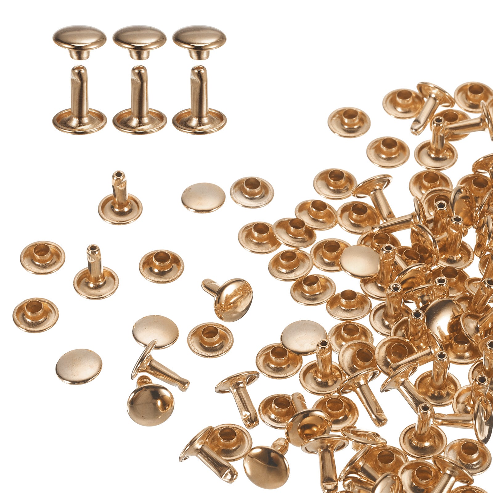 100Set Double Cap Leather Rivet,9x10mm Cap Tubular Metal Craft Rivet ...