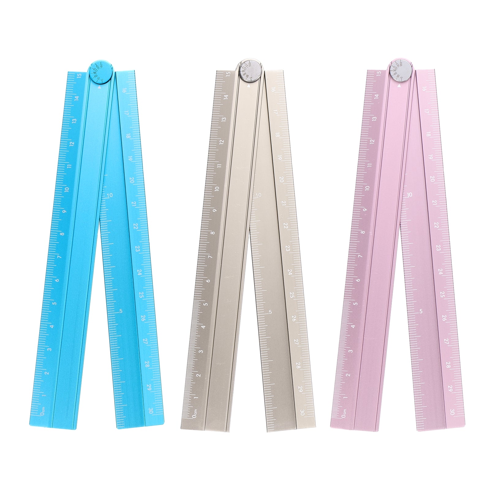 3pcs Folding Straight Rulers 30cm Metric Aluminum Alloy Protractor ...