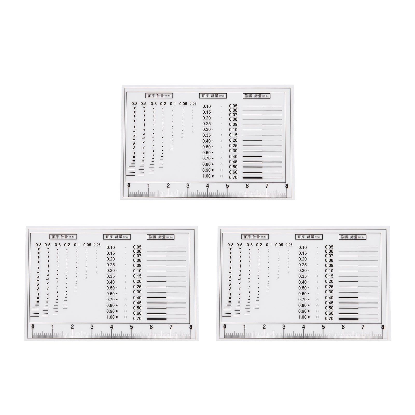 Size Estimation Chart.pdf 3pcs High Precision SEC Size Estimation Chart 83x58mm Covered Diameter ...