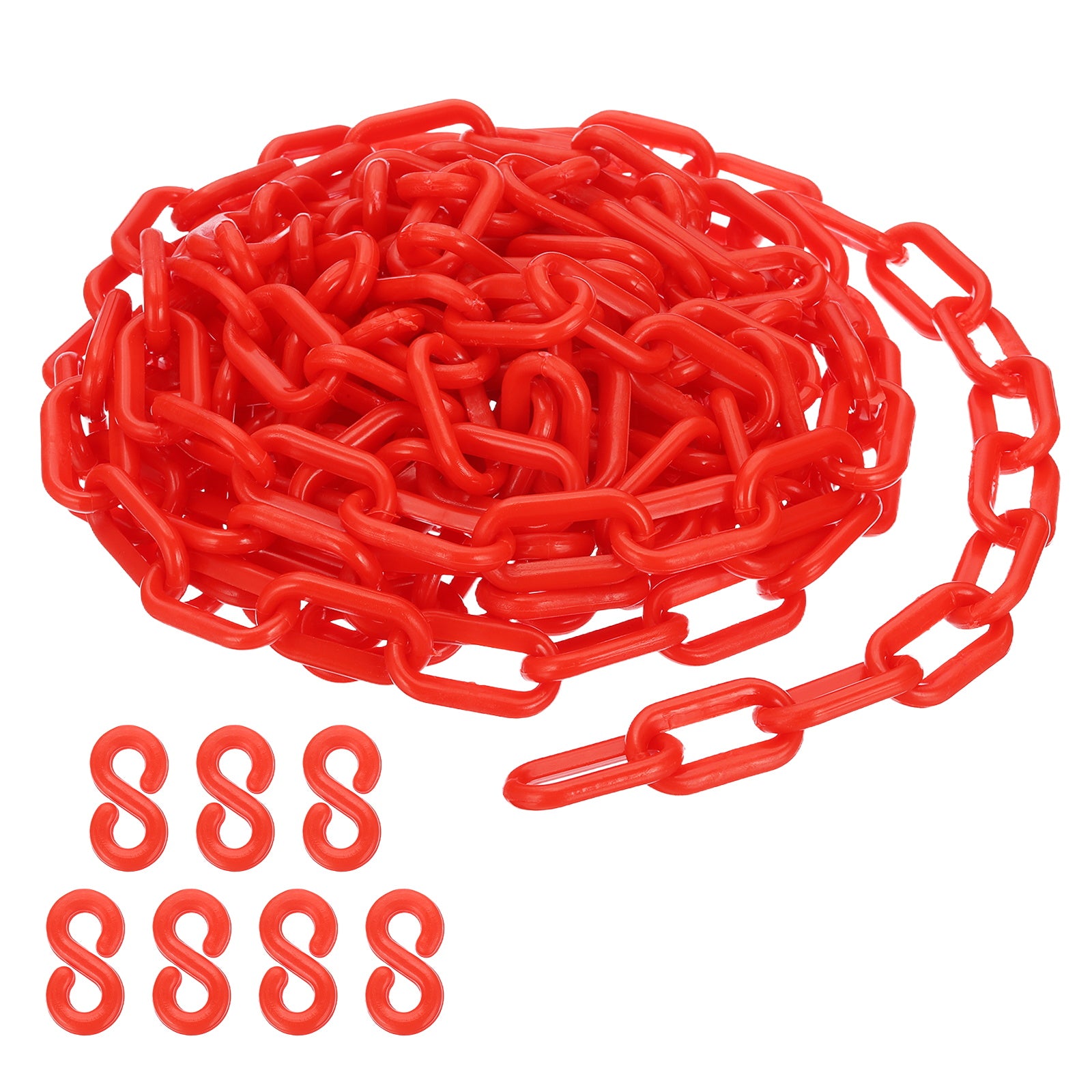 Red Plastic Chain, 16 ft 6mm Safety Barrier Chain for Crowd Control ...
