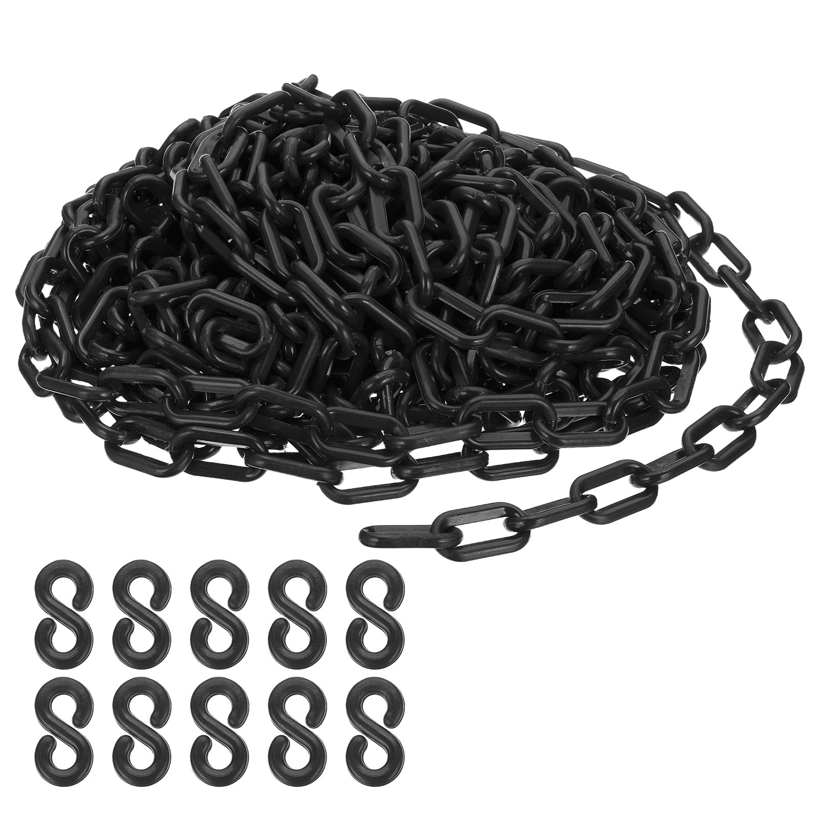 Black Plastic Chain, 39 ft 6mm Safety Barrier Chain for Crowd Control ...