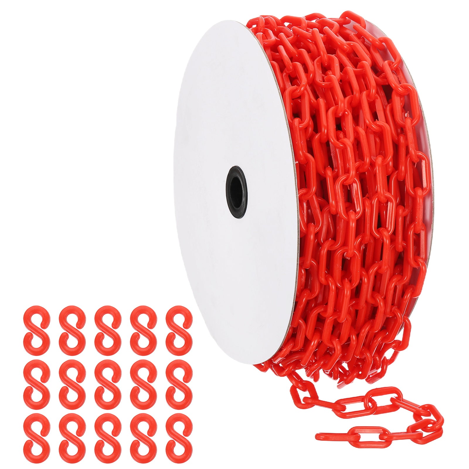 Red Plastic Chain, 92 ft 6mm Safety Barrier Chain Large Plastic Chain ...
