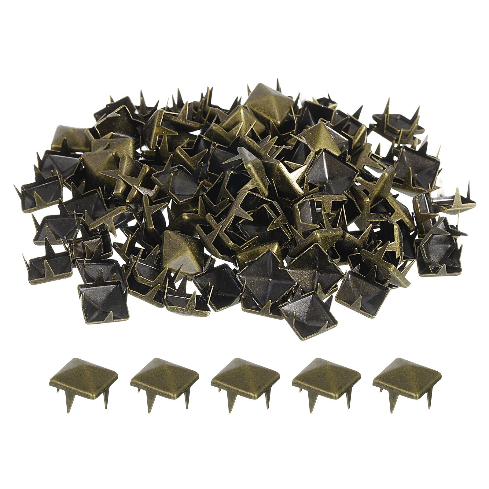 Uxcell 100 Pcs Pyramid Rivets for Clothing, 8mm 4-Jaw Square Rivets ...