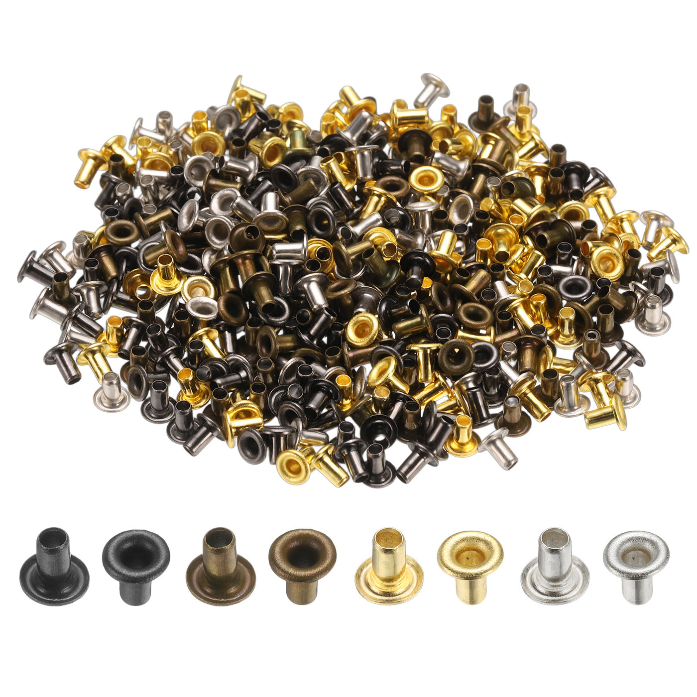 100 Sets Metal Eyelets Grommet Kit - 5mm Hole Gold Eyelets For DIY Crafts