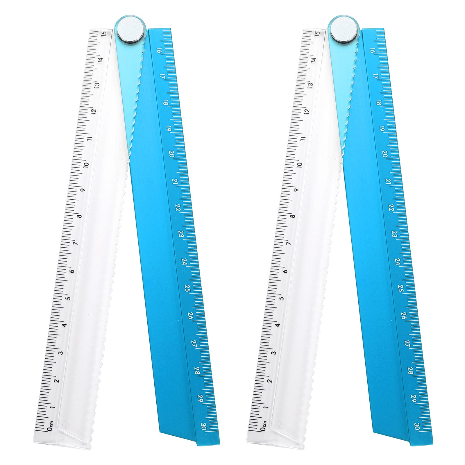 2pcs Folding Straight Ruler 30cm Metric Aluminum Alloy Protractor, Blue ...