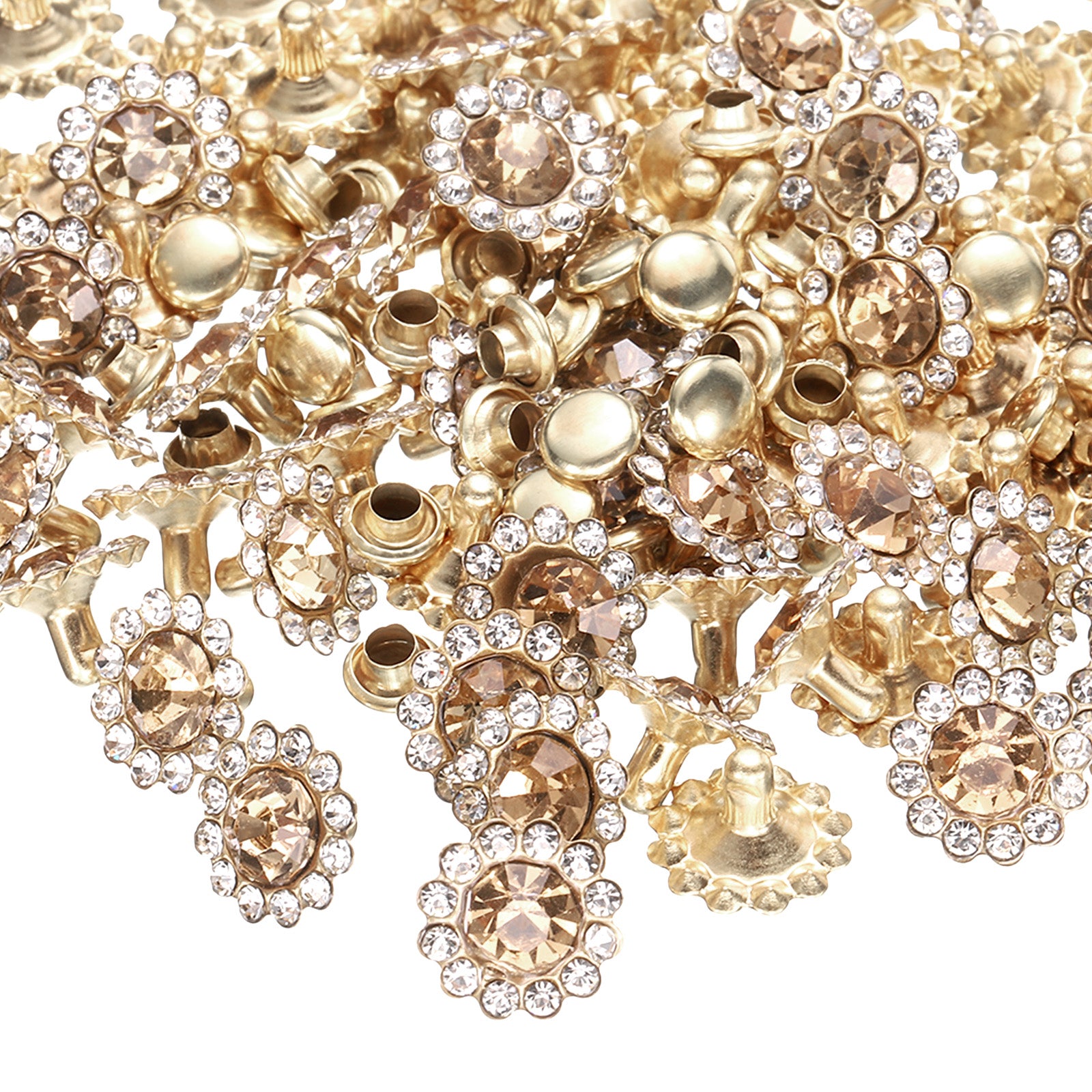 Flower Rivits 100 Set Rhinestone Rivets Studs 11mm Crystal Rivets Sun Flower Diamond ...