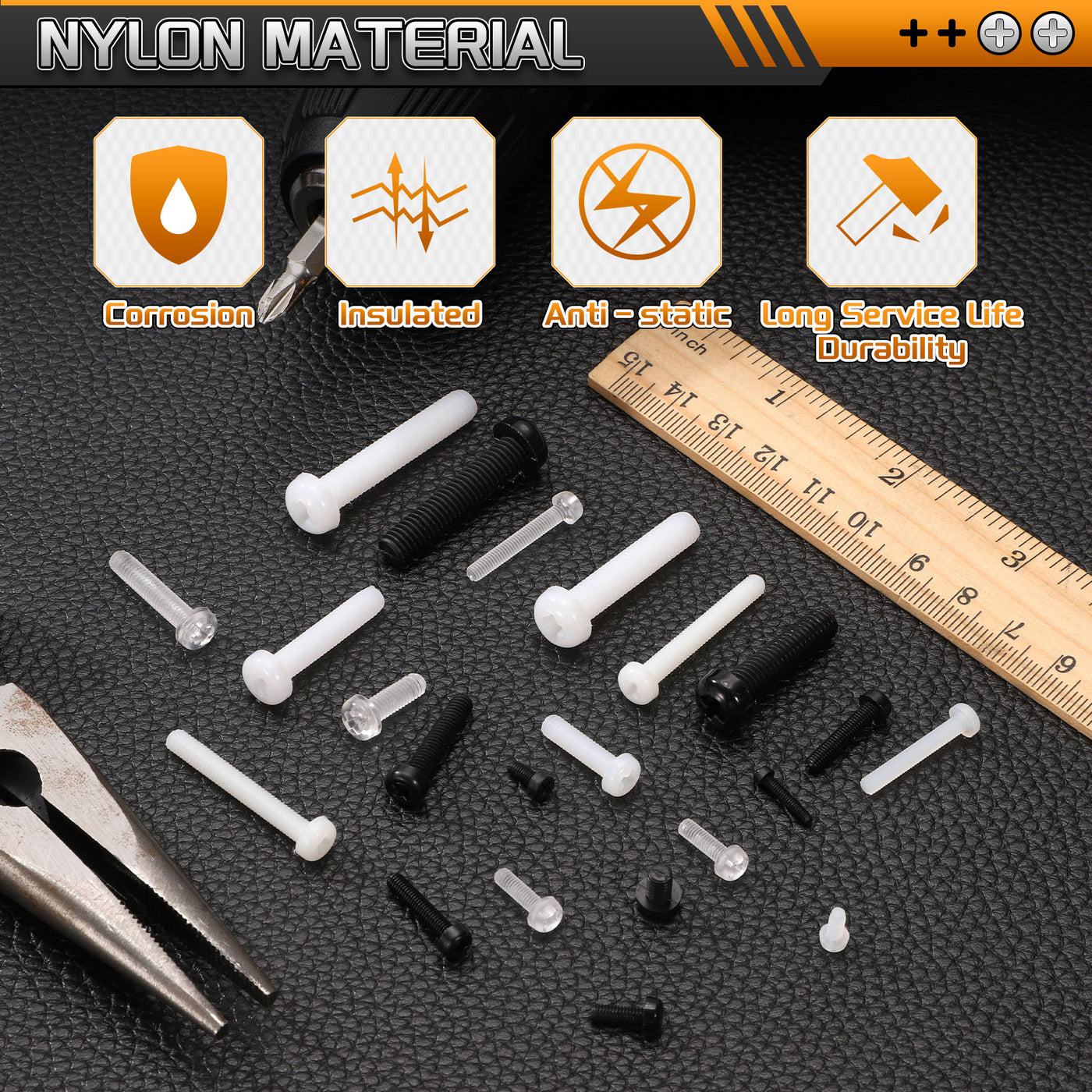 uxcell Uxcell M5x20mm Threaded Nylon Phillips Cross Pan Head Machine Screws Bolts Clear 20Pcs