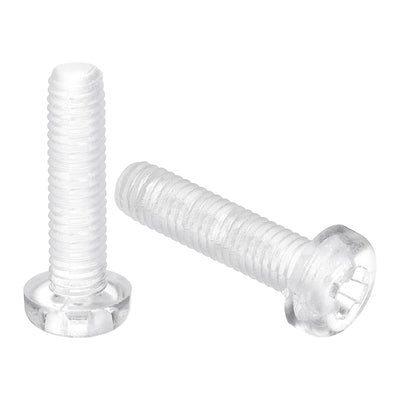 Harfington Uxcell M5x20mm Threaded Nylon Phillips Cross Pan Head Machine Screws Bolts Clear 20Pcs