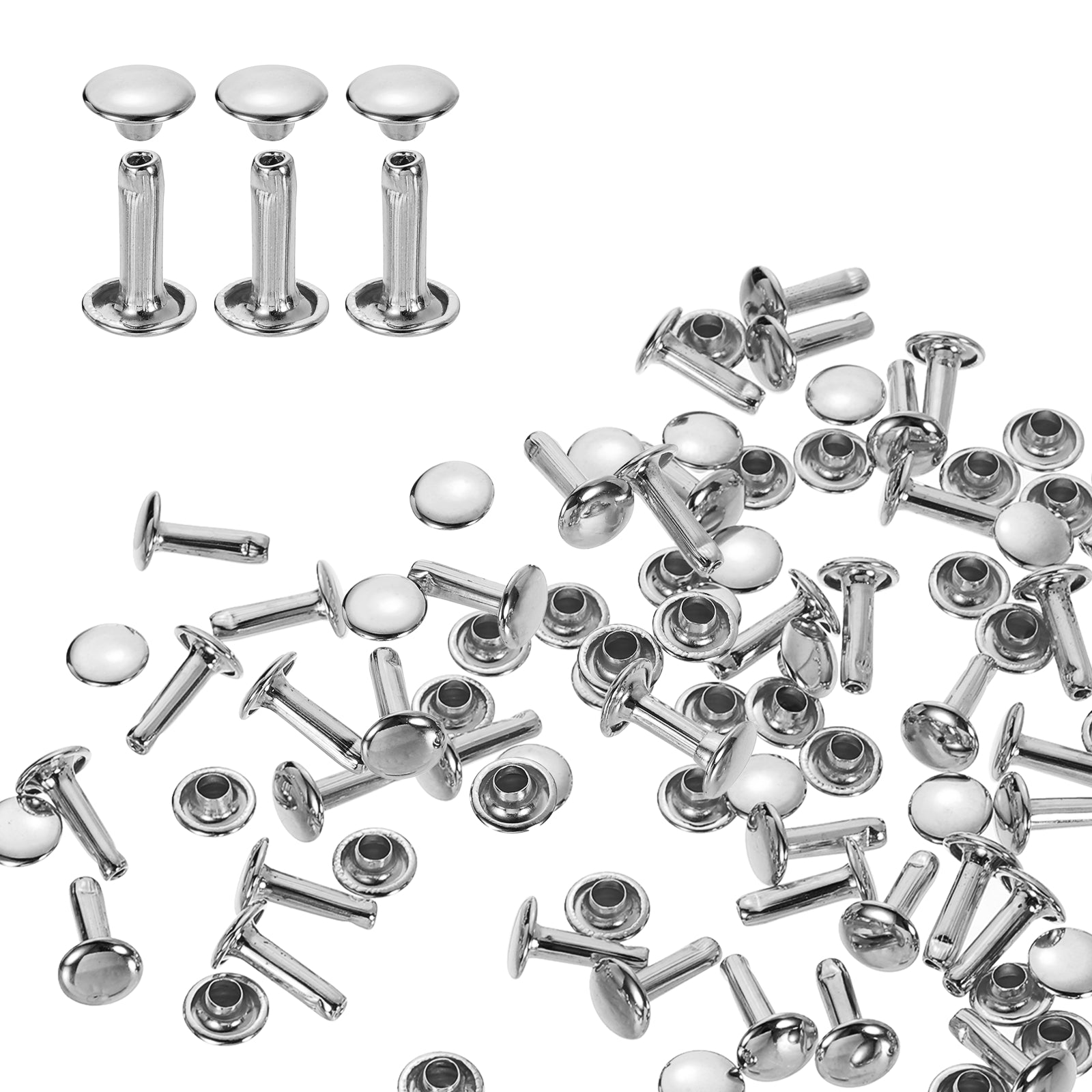 100Sets Double Cap Rivet 8x12mm Carbon Steel Round Head Snap Studs ...