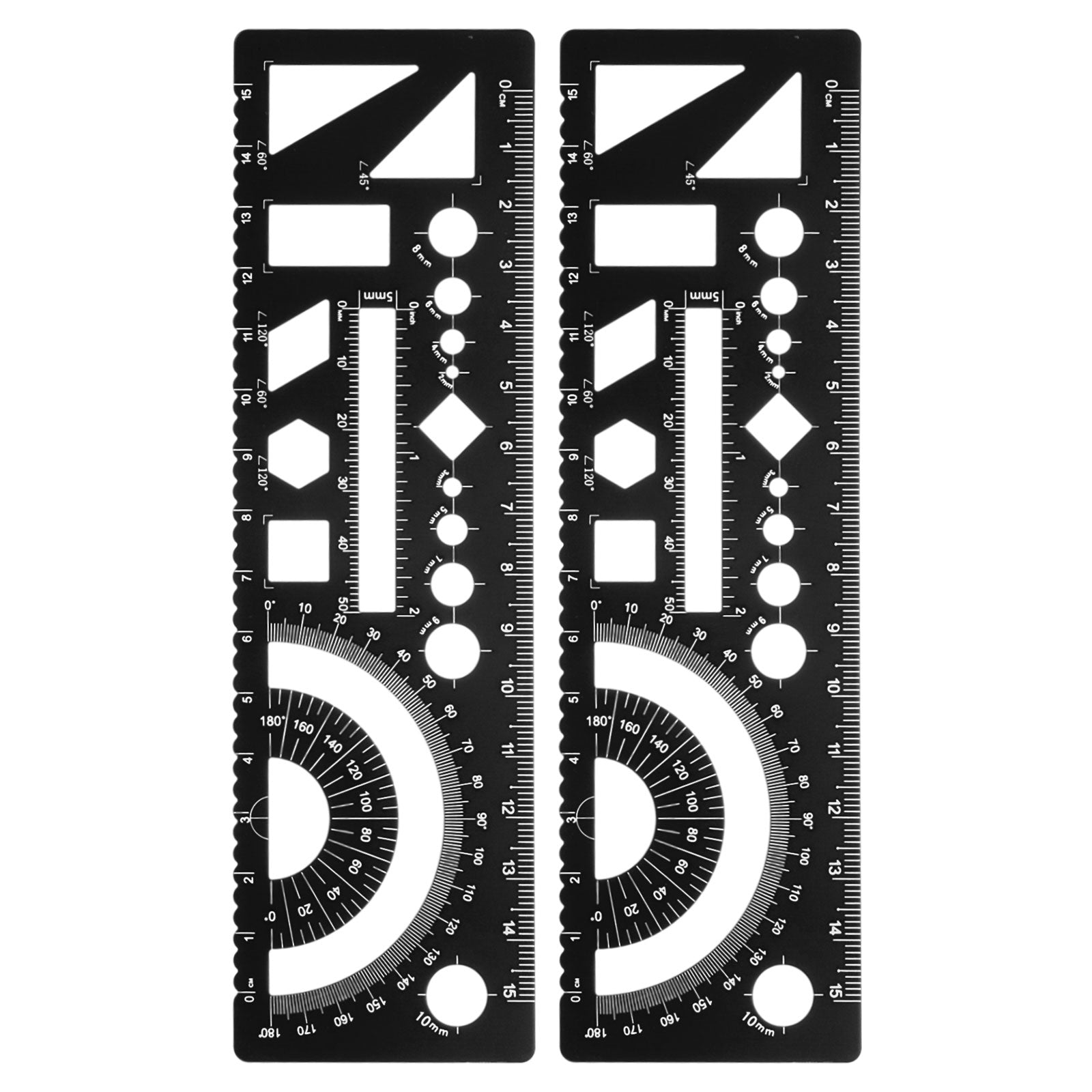 2pcs Multifunctional Geometric Rulers 15cm Metric and SAE Aluminum ...