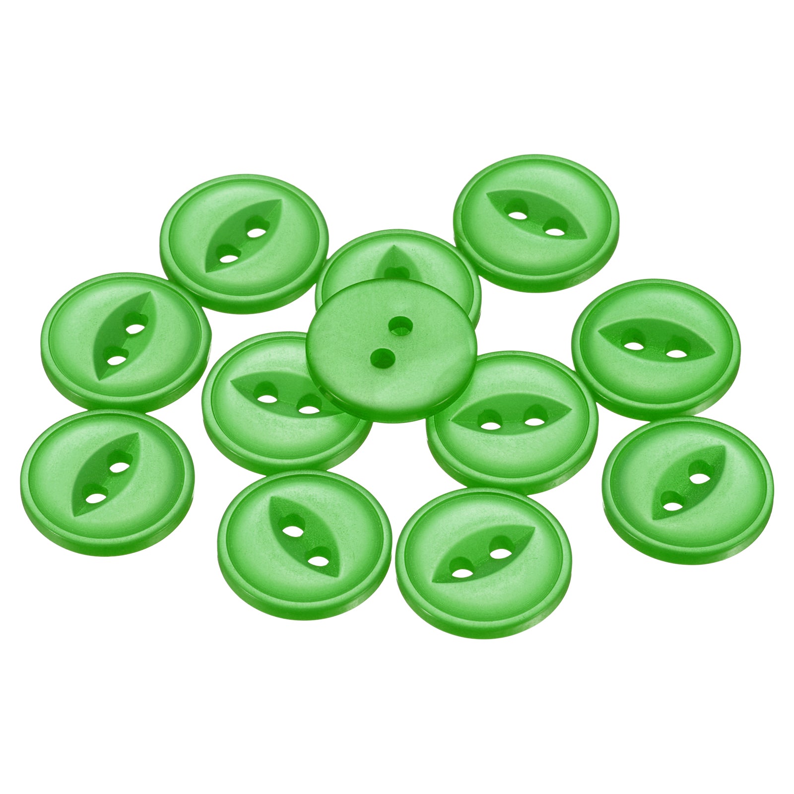 12pcs Green Round Sewing Buttons 15mm Resin 2-Hole Fish Eye Craft ...