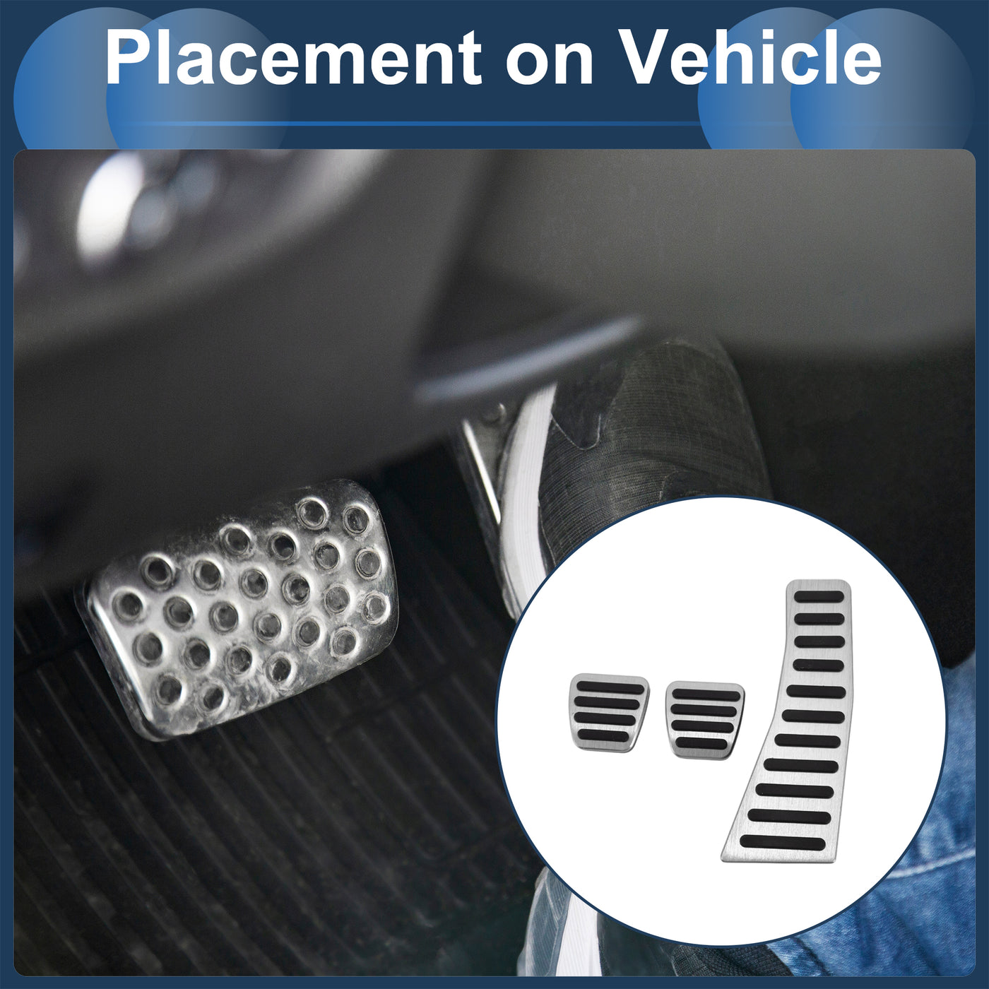 3 Piece Car Universal Non-Slip Manual Brake Gas Foot Pedal Pad Cover Set Silver