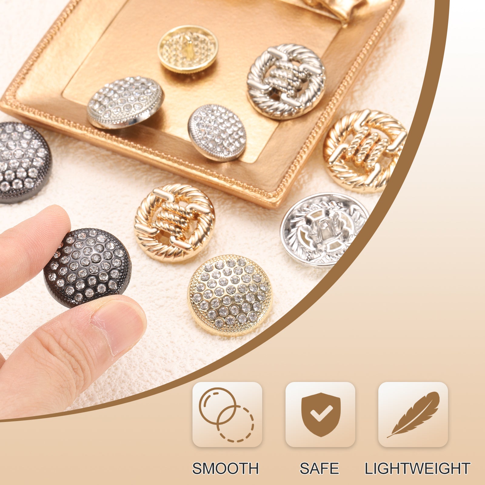 5pcs Metal Round Buttons 25mm Alloy Shank Rhinestone Sewing Buttons ...