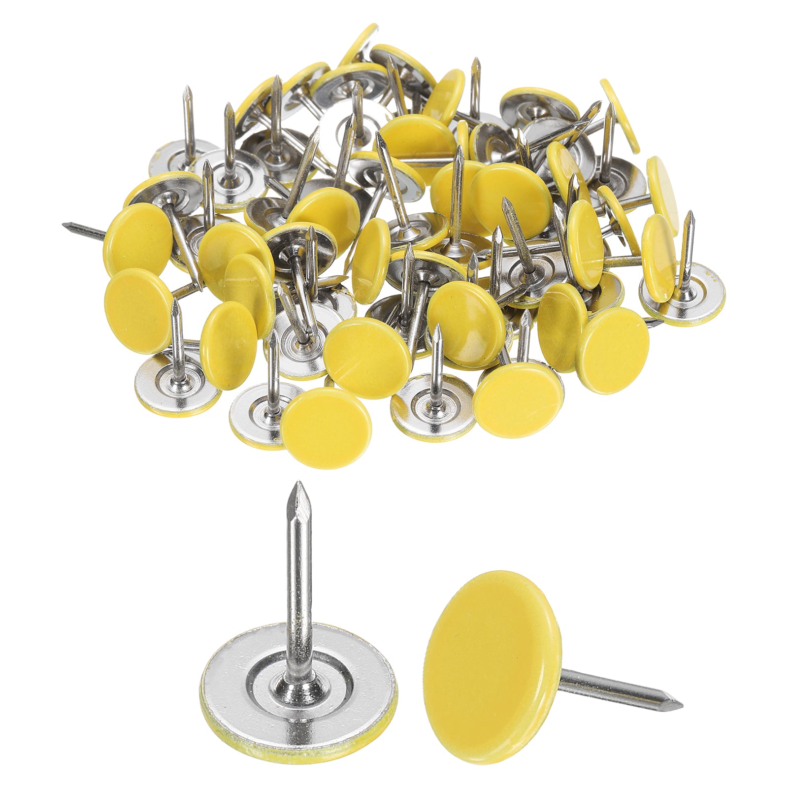 Uxcell 150Pcs Upholstery Tacks, 11mmx15mm Flat Head Thumb Tack, Yellow ...