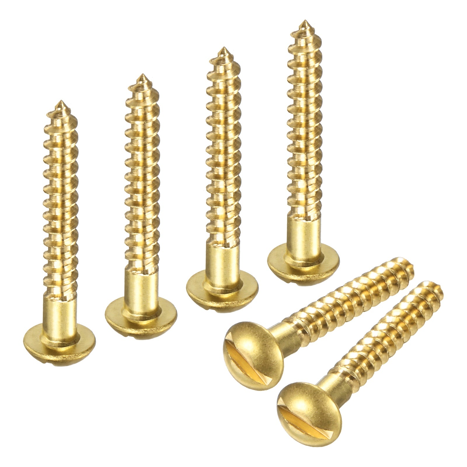 Brass Round Screws (M4 x 30mm, Brass) 60 Pcs - Slotted Round Head Self ...