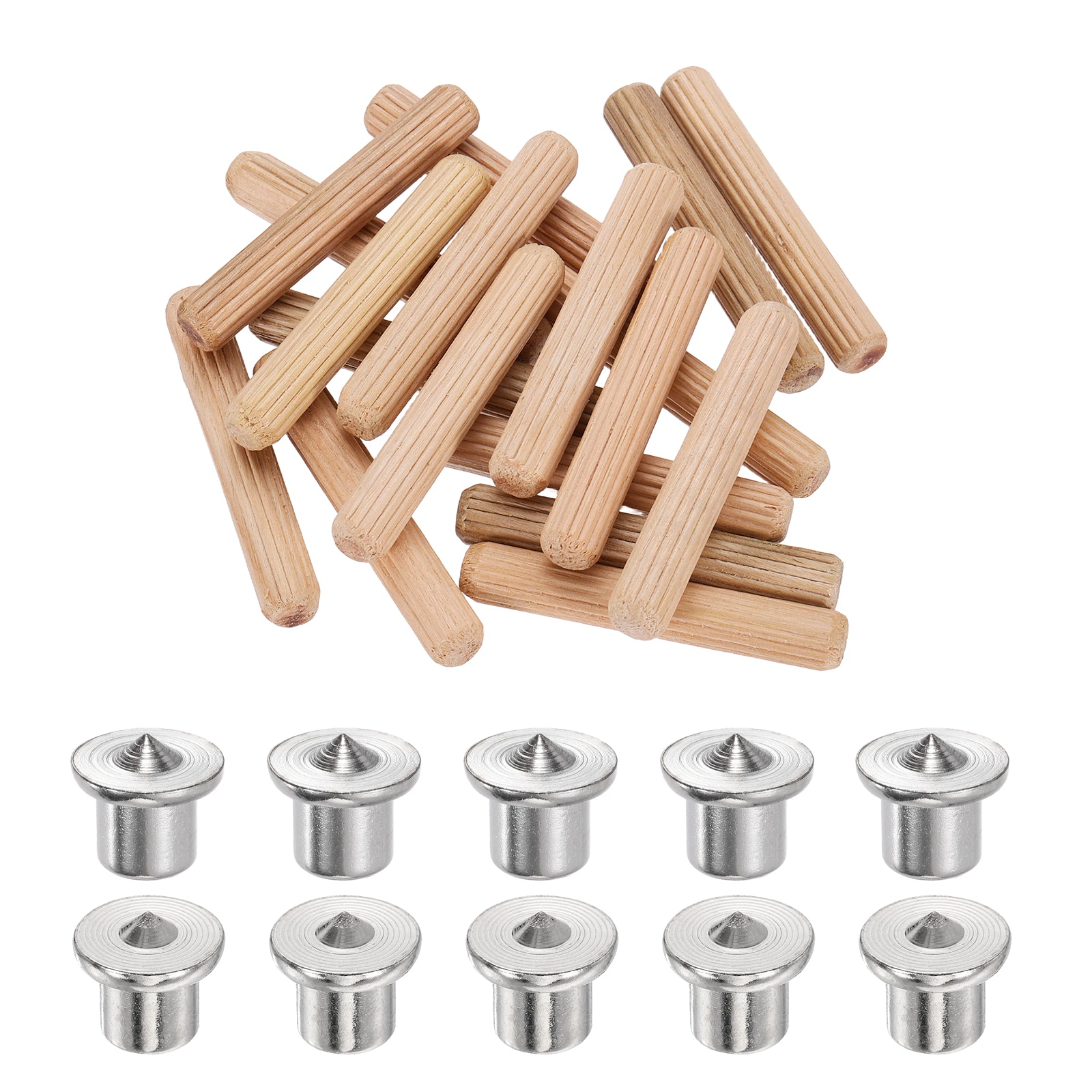 Uxcell 150Pcs Wood Dowel Pins, 8 x 50mm Wooden Dowel Rods with Center ...