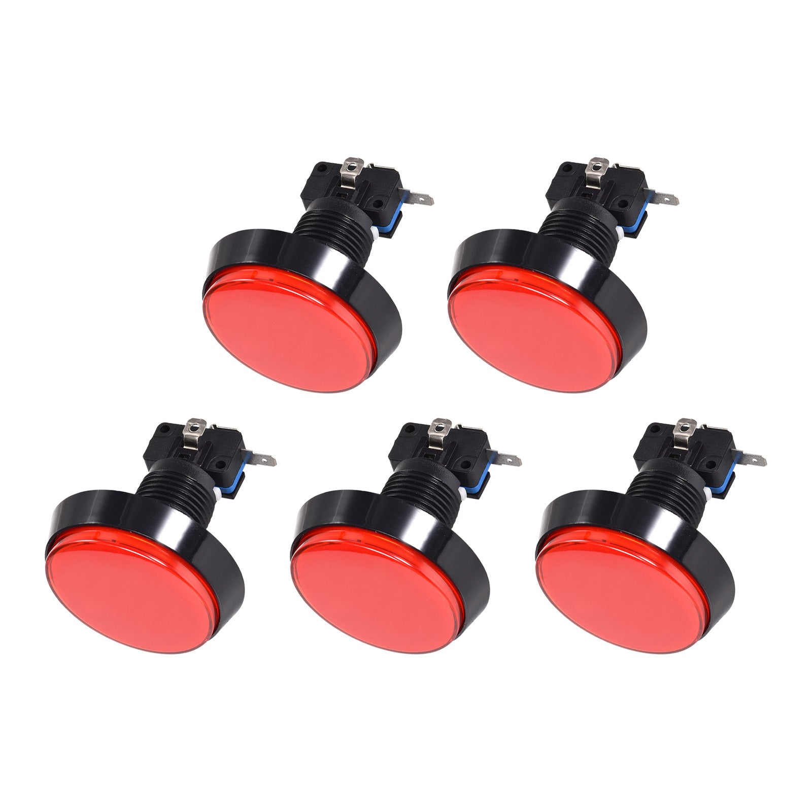 Game Round Push Buttons Red LED Light with Micro Switches 60mm/12V/5 ...