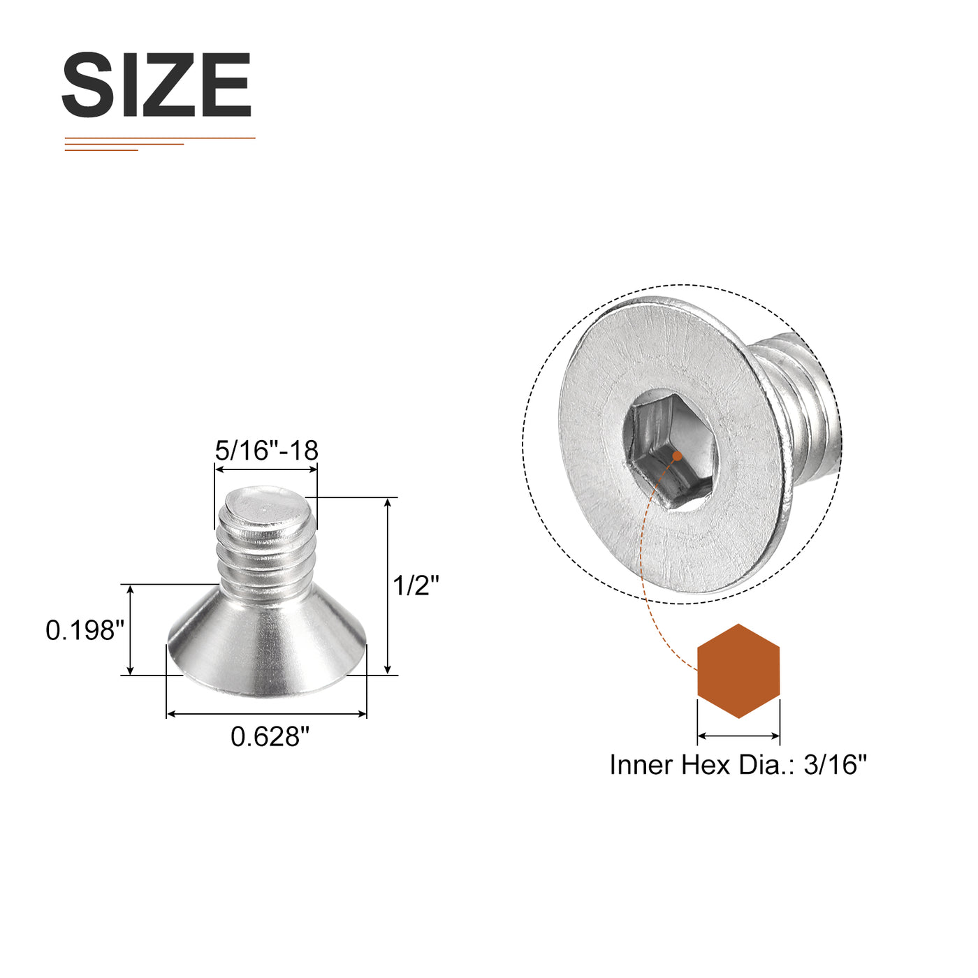 Harfington Head Socket Cap Screws, 304 Stainless Steel Hex Screw