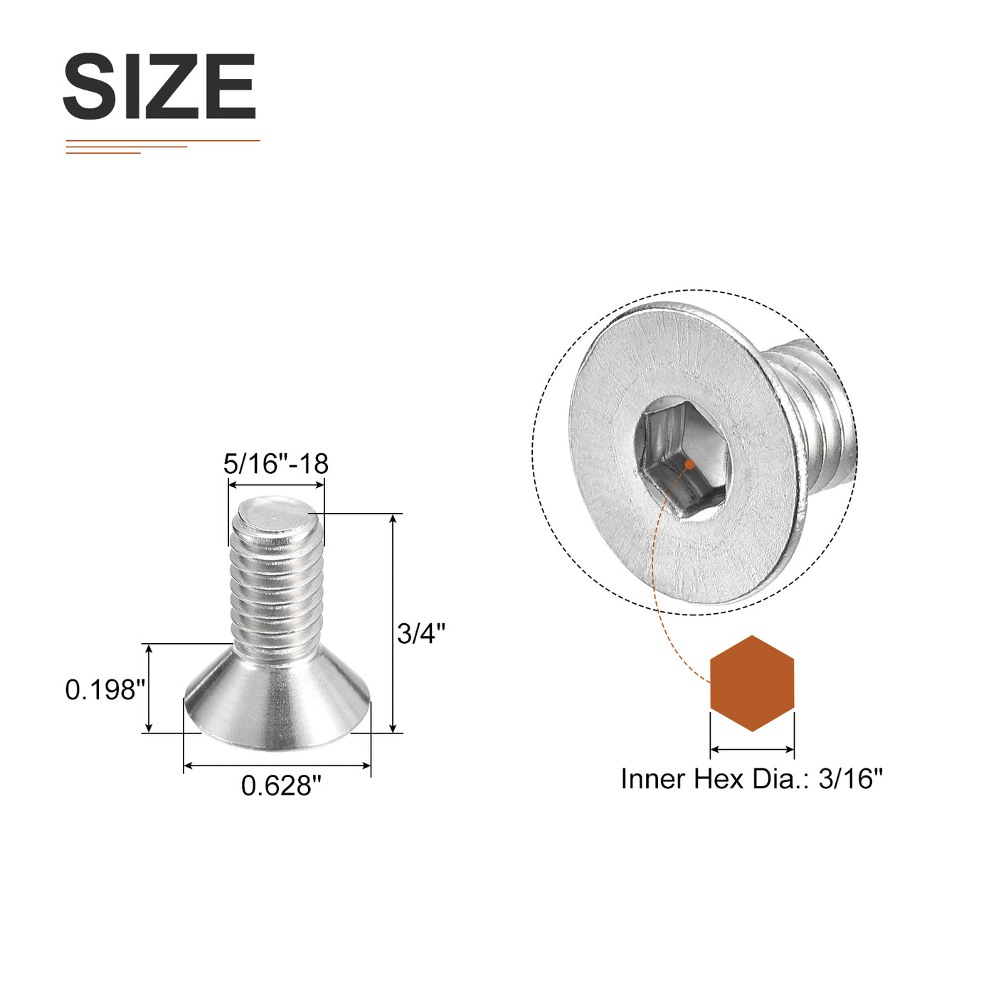 Harfington Head Socket Cap Screws, 304 Stainless Steel Hex Screw