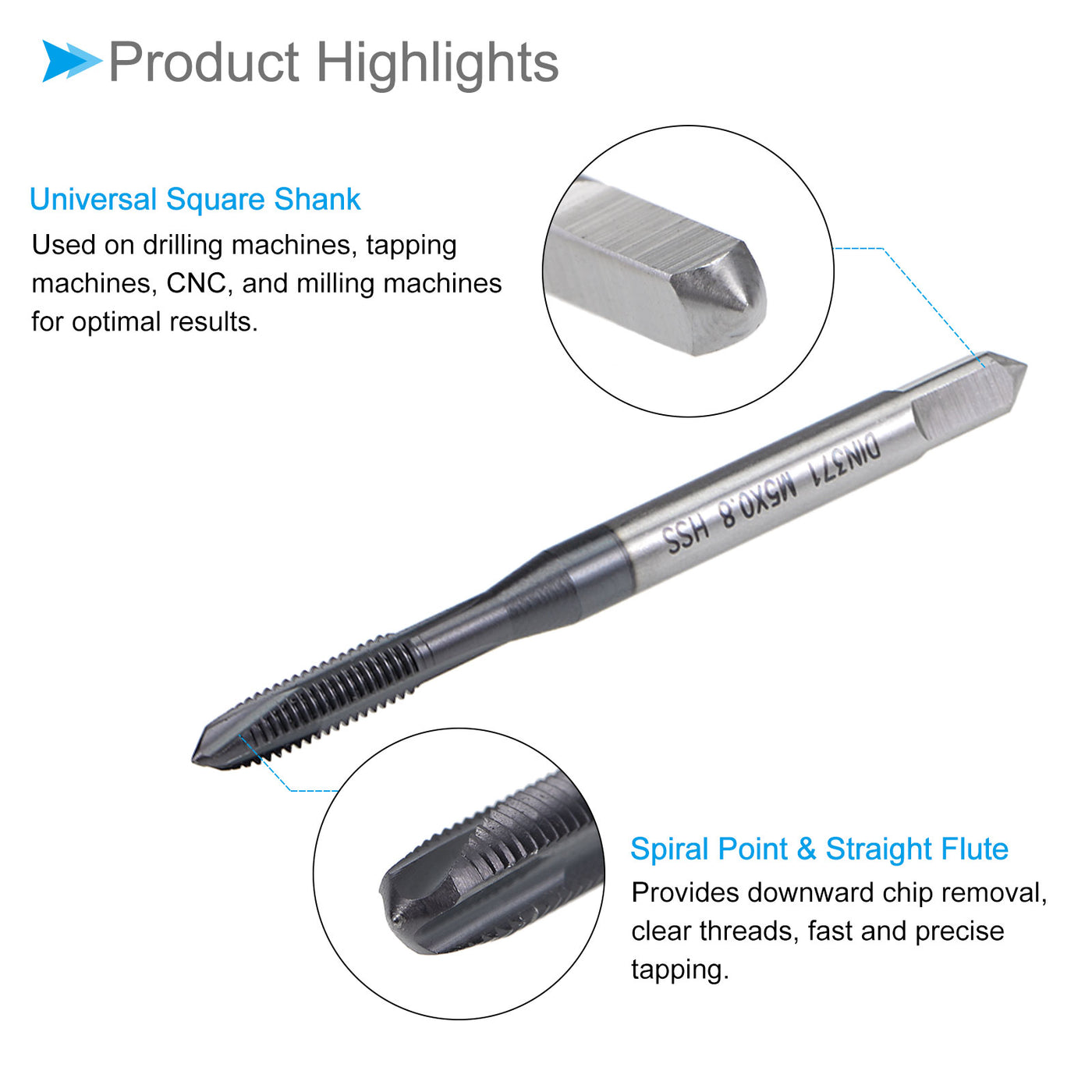 Spiral Point Tap, Metric TICN Coated HSS Metric Threading Tap ...
