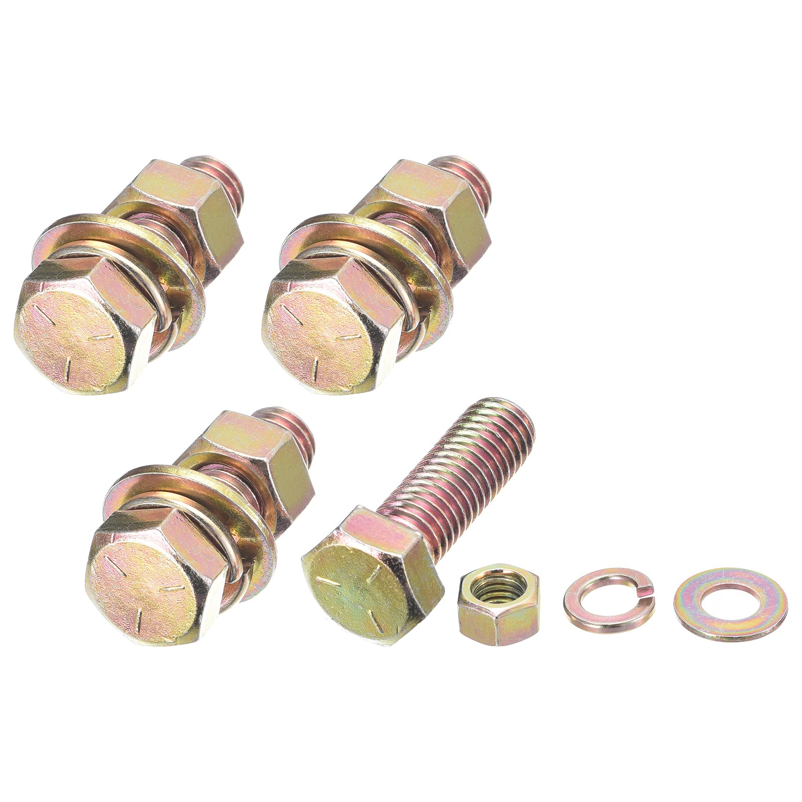Hex Head Screws Bolts, Nuts, Flat & Lock Washers Kits Fully Threaded ...