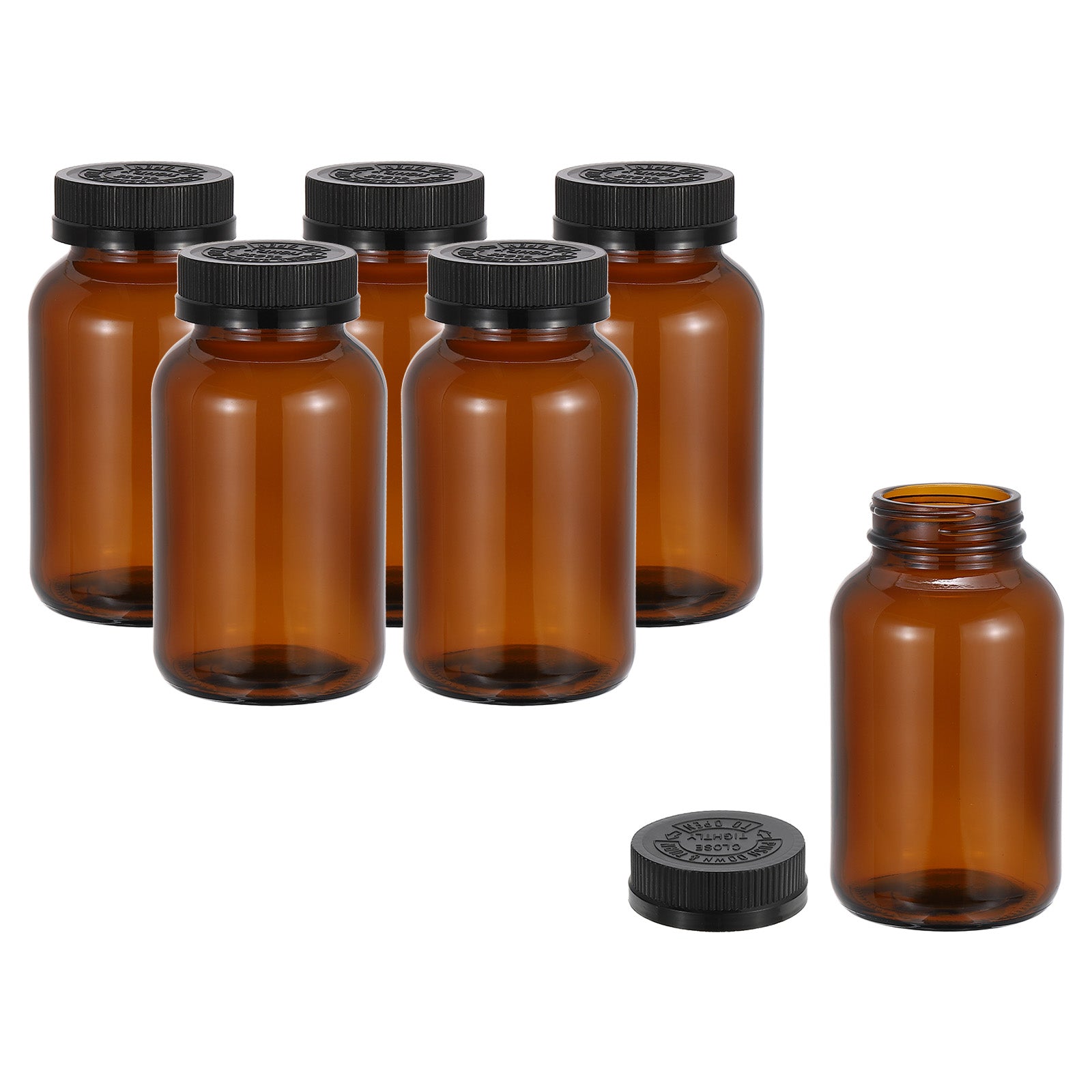 Glass Packer Bottles, Round Wide Mouth Bottle Packer Bottles with ...