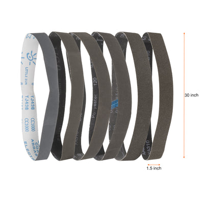 Harfington 18pcs 1.5 x 30" Sanding Belts 60/80/120/240/400/1000 Grit Silicon Carbide