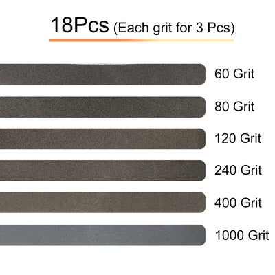 Harfington 18pcs 1.5 x 30" Sanding Belts 60/80/120/240/400/1000 Grit Silicon Carbide