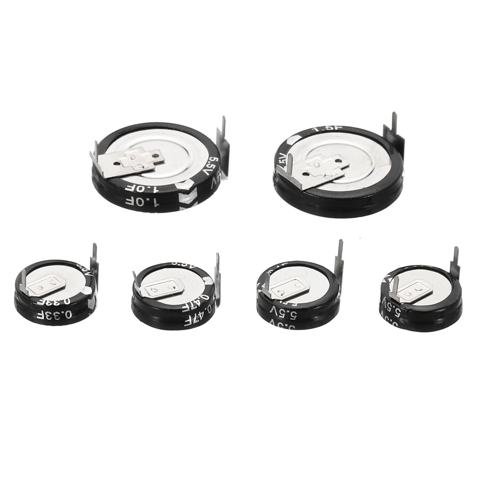 6 Pcs 5.5V Super Capacitors, 6 Value H-Shaped Button Capacitor, Black ...