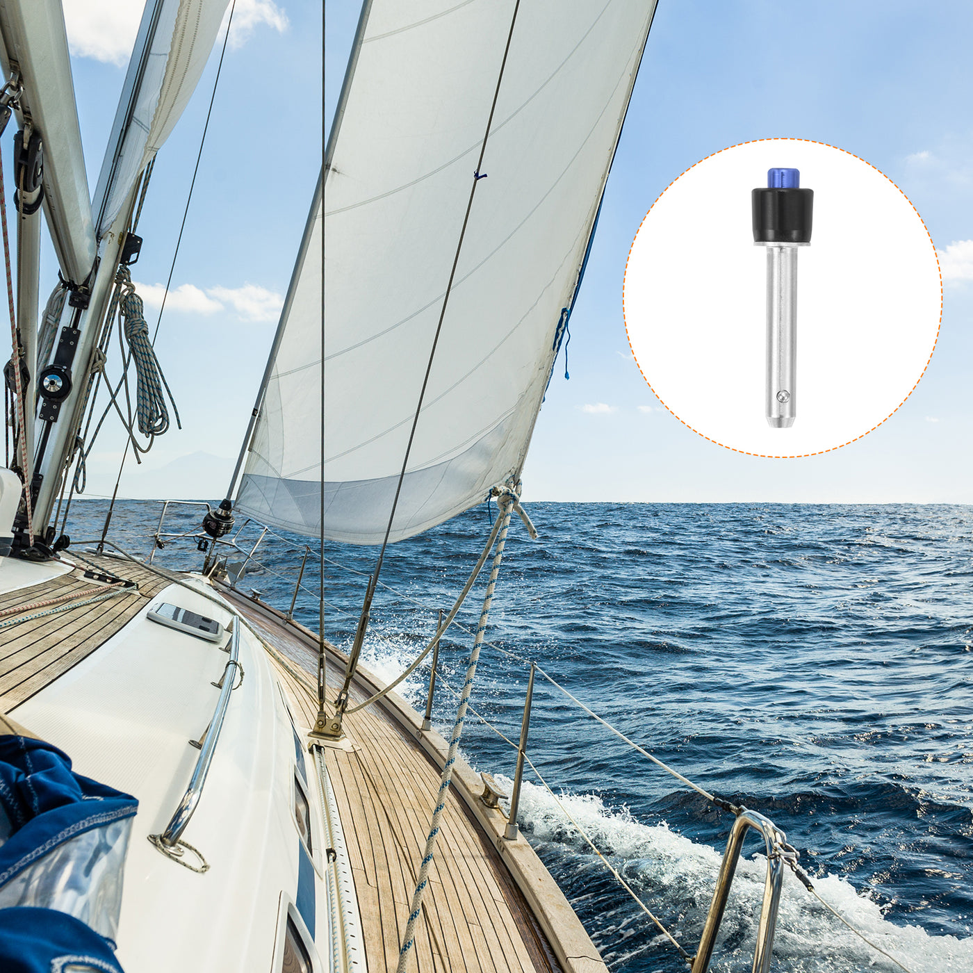 Uxcell 1 Pcs Quick Release Pin, 1/4" X 1.06"(Dia. X L) Ball Locking Pin With Push Button 304 Stainless Steel Ring Handle Locking Pin With Wire For Audio Bimini Top Marine, Silver