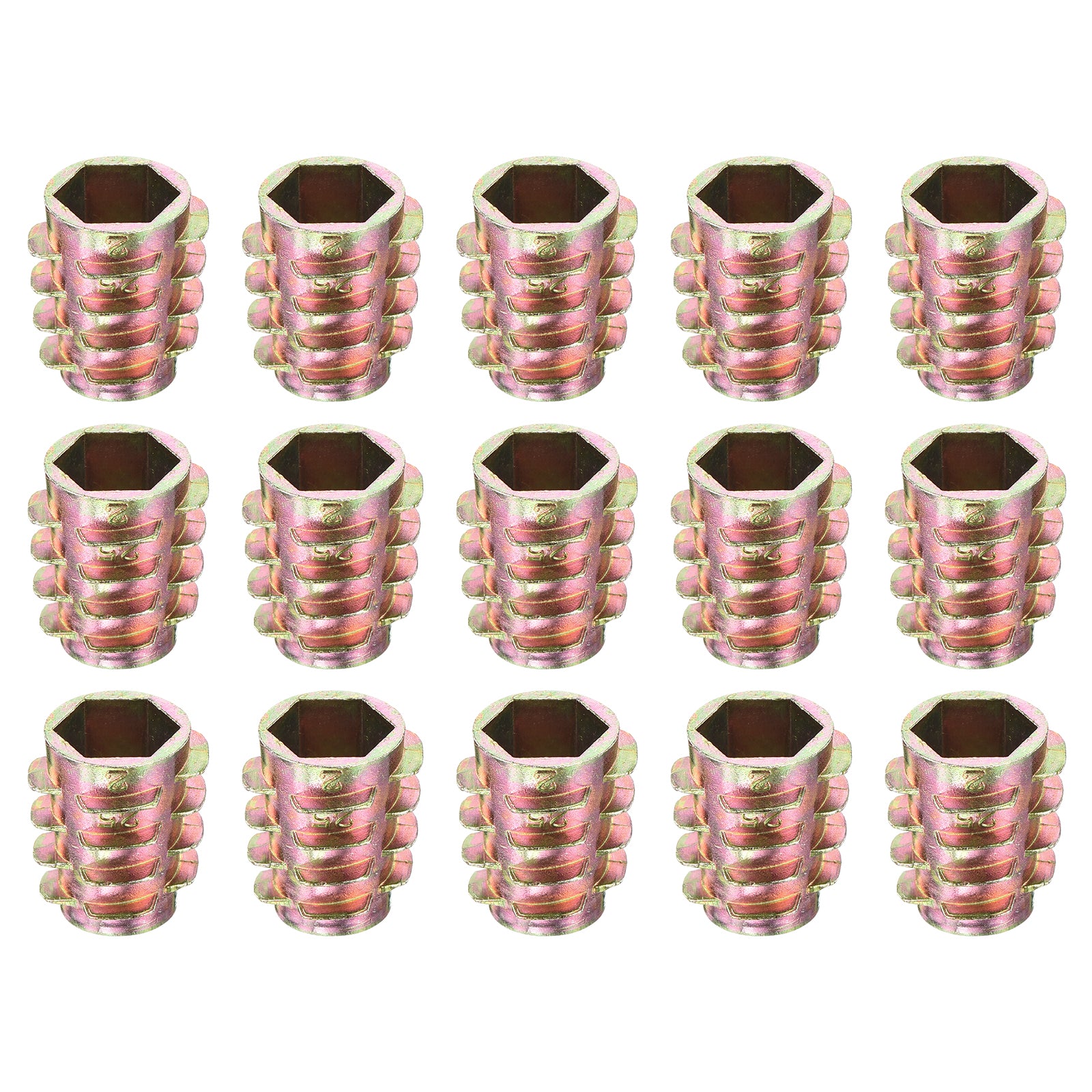 Uxcell 15Pcs Hex Threaded Inserts, M10-1.5x20 Zinc Alloy Hex-Flush ...