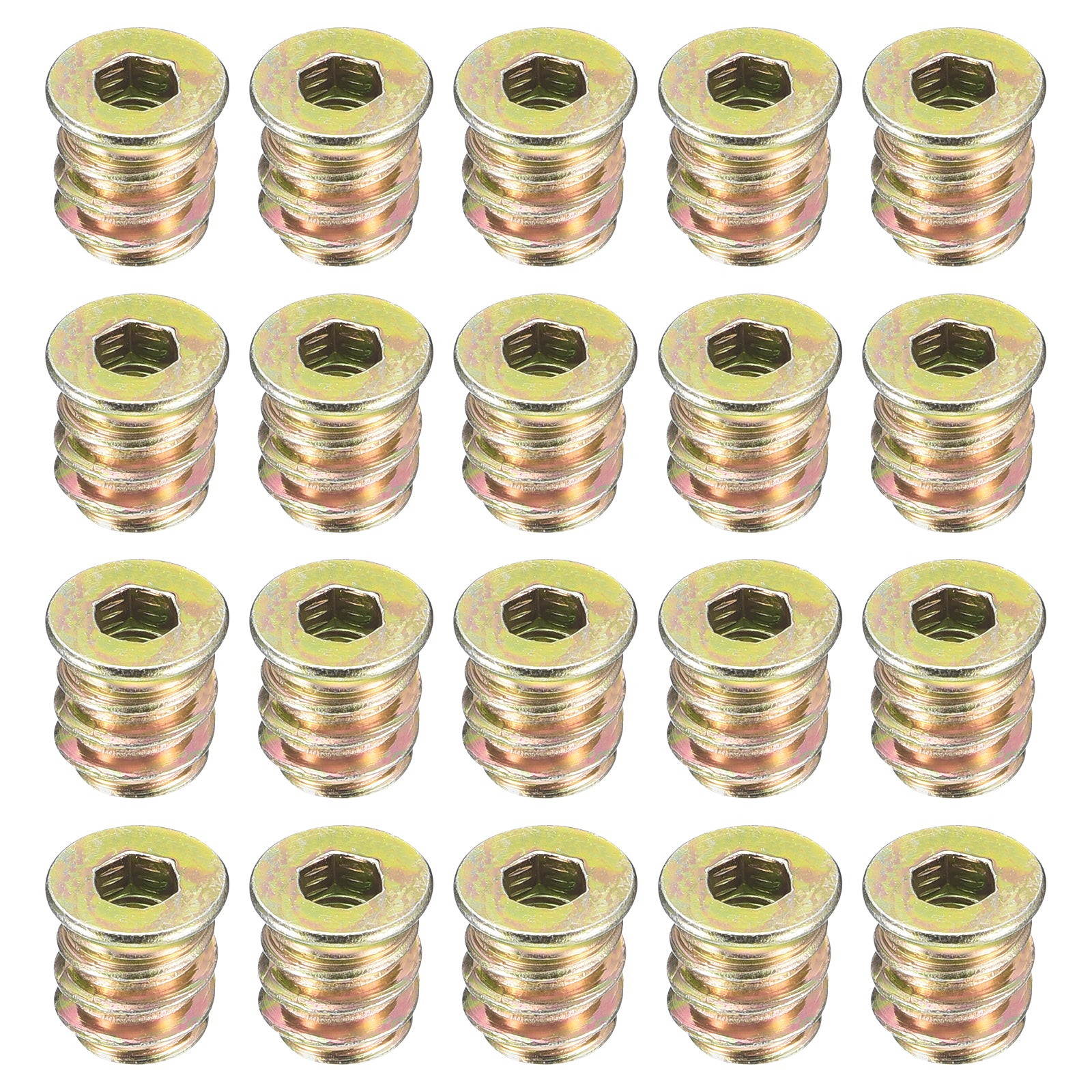 Uxcell Threaded Inserts, Zinc Plated Carbon Steel Hex Socket Drive ...